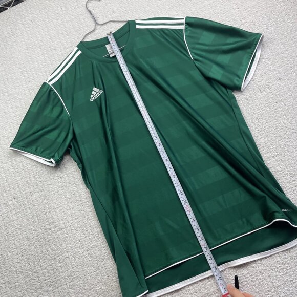 Vintage Y2K Adidas Climalite Soccer Blank Jersey Shirt Men Large XL Lucky Green - Picture 10 of 16